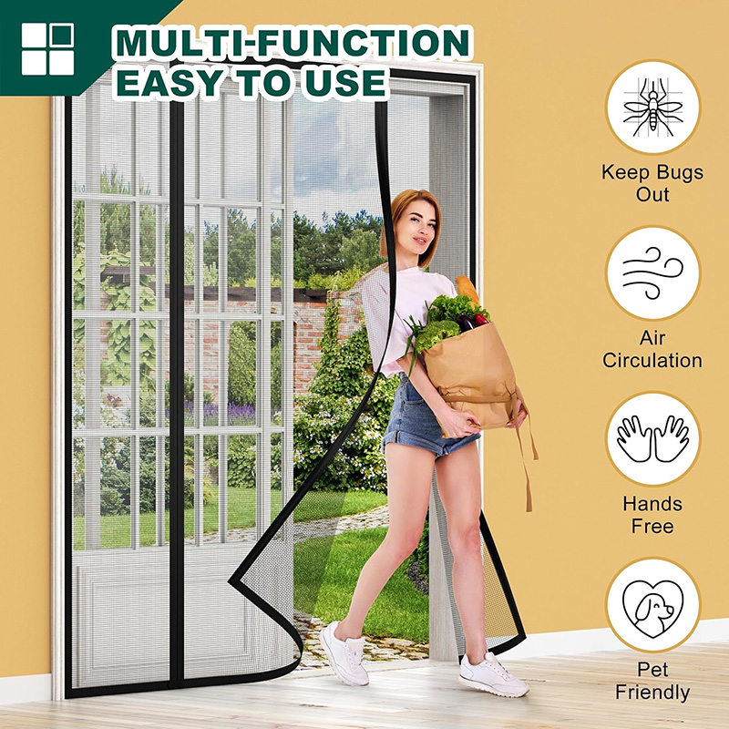 Home Security Door Reinforcement Lock - 磁気式ドアスクリーン、自動開閉式防虫メッシュカーテン（ガラスドア・引き戸用）、簡単設置
