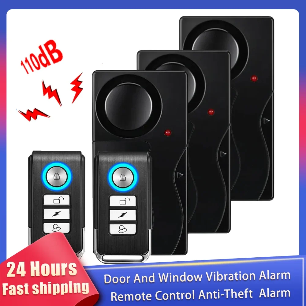 Home Security News - 新しい 110dB ドアと窓の振動警報ワイヤレス盗難防止警報リモコン付きホーム自転車セキュリティ盗難警報