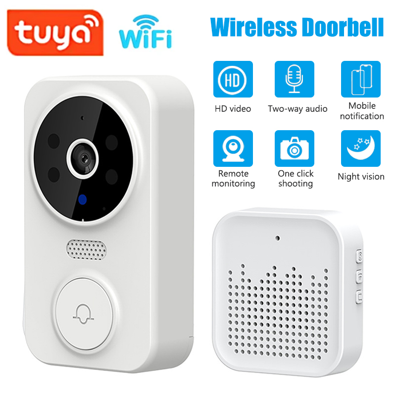 Home Security Bell - WiFi スマートビデオドアベルカメラナイトビジョンスマートビジュアルドアベル Tuya APP リモート監視ドアベルホームセキュリティ用