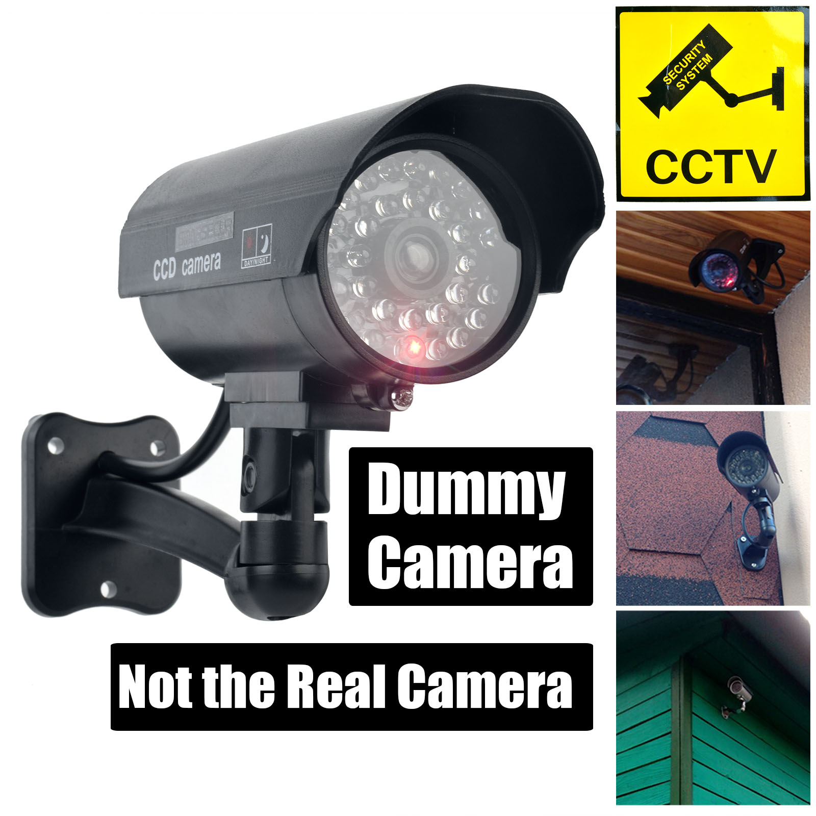 Home Security Lights - Smarsecur 偽カメラダミー防水セキュリティ CCTV 監視カメラ点滅赤色 Led ライト屋外屋内