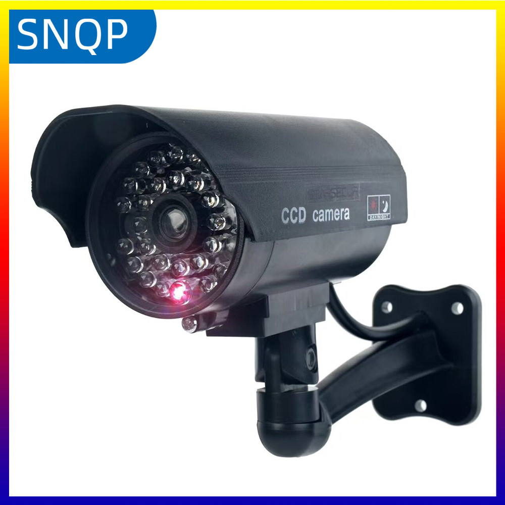 Home Security Lights - SNQP フェイクカメラ ダミー 防水セキュリティCCTV監視カメラ 赤色LEDライト点滅機能付き 屋内外兼用