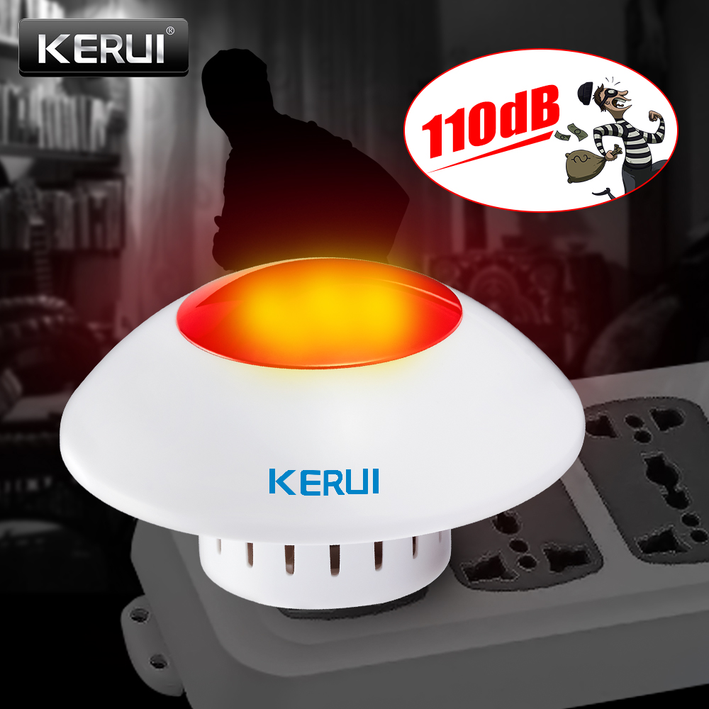 Home Security Lights - KERUI J009 大音量屋内サイレンワイヤレス点滅サイレン警報ホーン赤色光ストロボサイレン GSM 家庭用およびビジネス警報セキュリティ