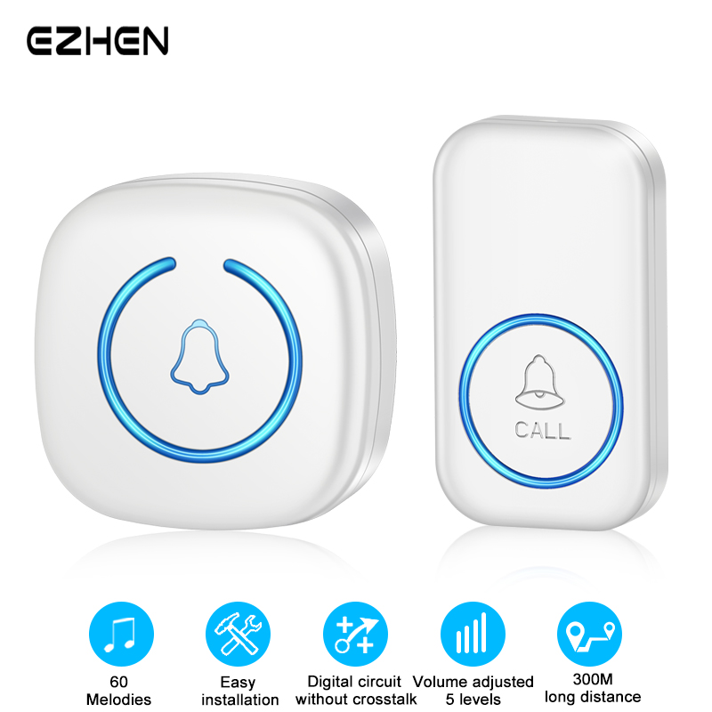 Home Security Bell - EZHEN スマートワイヤレスドアベルウェルカムドアベル 60 曲着信音差別化ドアベルミュートホームオフィスコールベル米国 EU プラグ