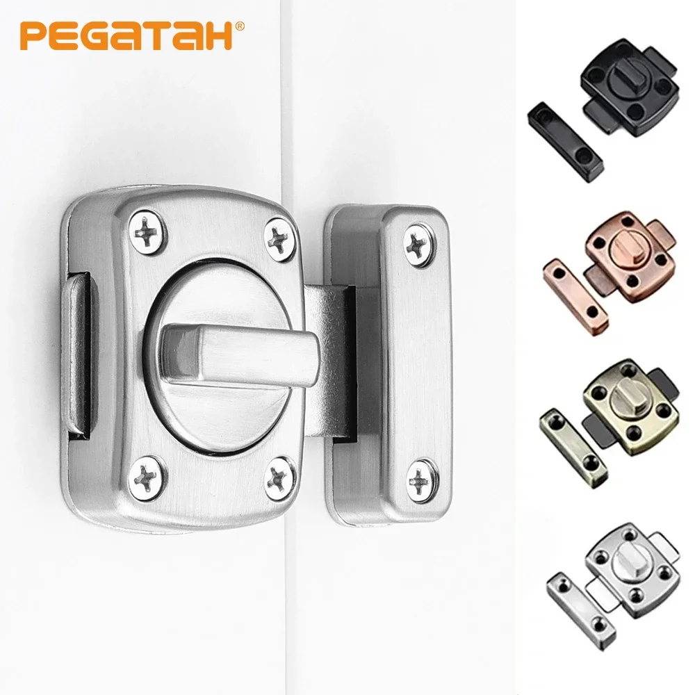 Home Security Door Reinforcement Lock - トイレ・シャワールーム・バスルーム用プライバシーWCラッチ - 使用中・空室を示すドアロック回転式ボルトキャッチ