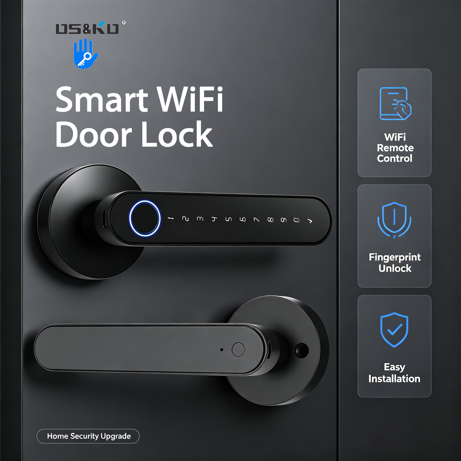 Home Security Door Reinforcement Lock - TTLock スマートデジタルドアロック、5つのキーレスエントリーウェイ：指紋認証、覗き見防止仮想パスワード、RFID ICカード、Bluetoothアプリリモートロック解除＆メカニカルキー、12ヶ月間待機可能なセキュリティロック（家庭、アパート、Airbnb、ホテル、オフィス用）