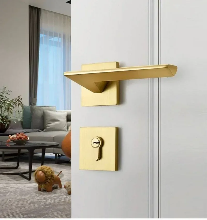 金色亜鉛合金製、寝室用ドアロック、内装用木製ドアハンドル、ロ - Home Security Door のレビューと価格