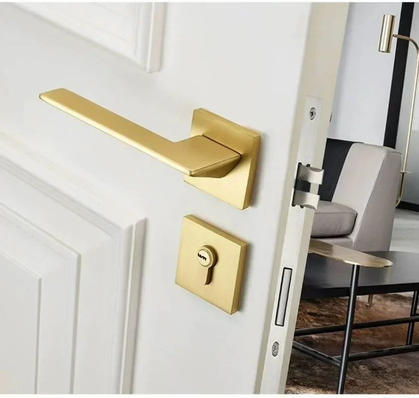 金色亜鉛合金製、寝室用ドアロック、内装用木製ドアハンドル、ロ - Home Security Door のレビューと価格