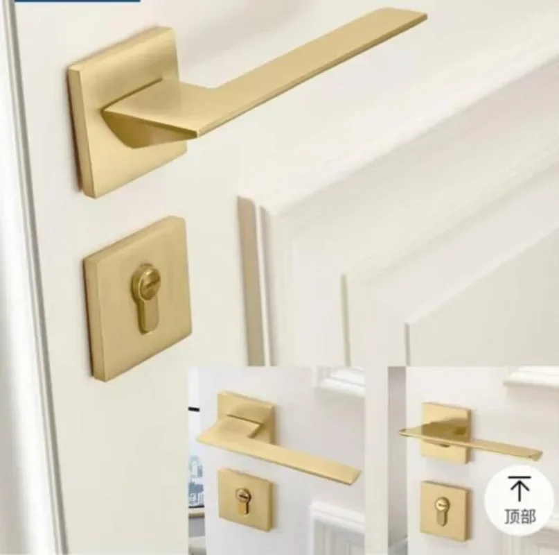 金色亜鉛合金製、寝室用ドアロック、内装用木製ドアハンドル、ロ - Home Security Door のレビューと価格