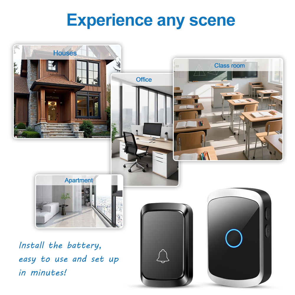 スマートワイヤレスドアベル ドアチャイムキット ソケット不要 - Home Security Bell のレビューと価格