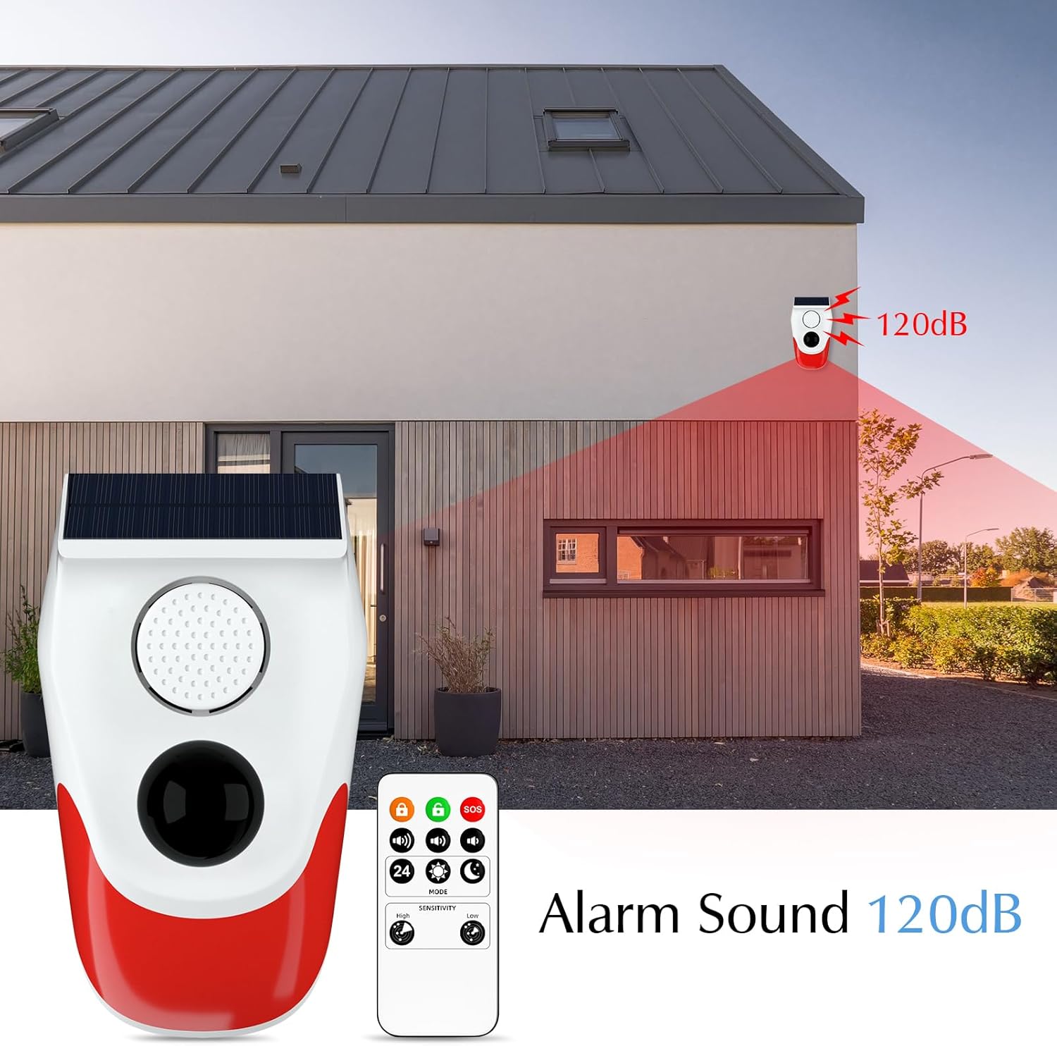 ソーラーモーションセンサー屋外アラーム、調整可能な感度モーシ - Home Security Lights のレビューと価格