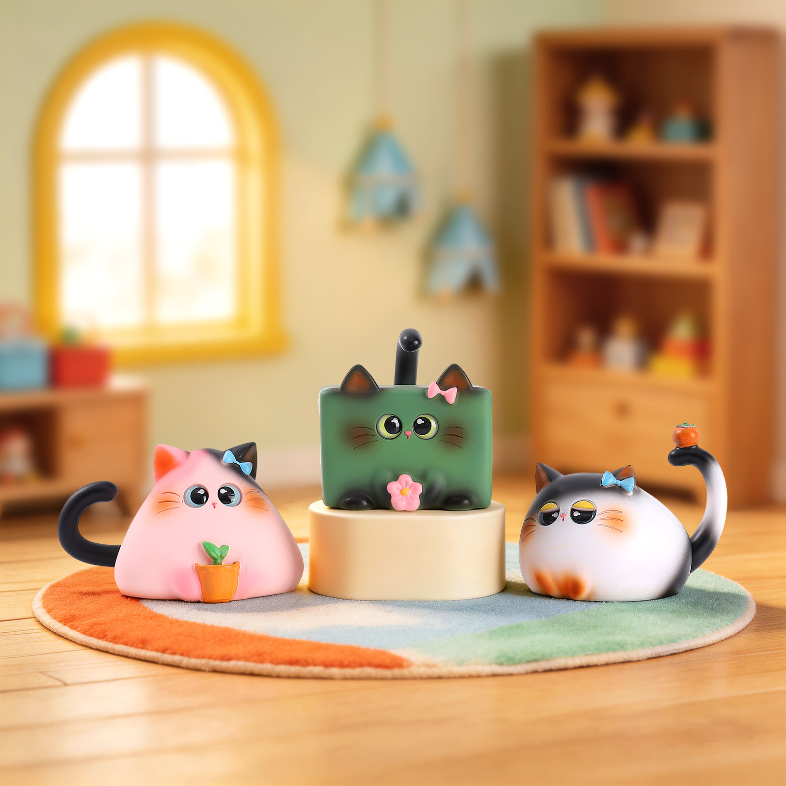 ブラインドボックス猫フィギュア樹脂製クリエイティブ漫画デスク - Home Security Items のレビューと価格