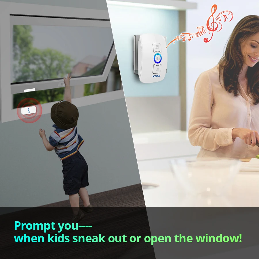 KERUI ワイヤレスドアベルホームセキュリティウェルカムチ - Home Security Bell のレビューと価格