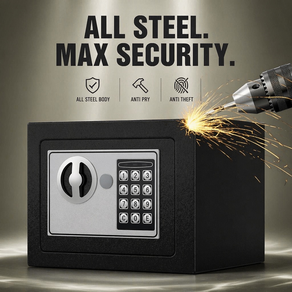 全鋼製電子デジタルキーパッドセーフボックスデュアルパスワード - Home Security Features のレビューと価格