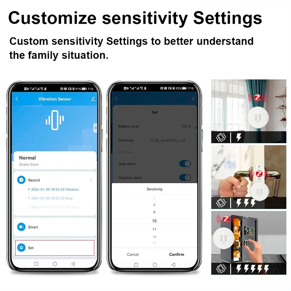 Tuya ZigBee スマート振動＆傾斜センサー ホームセ - Home Security Alarm のレビューと価格