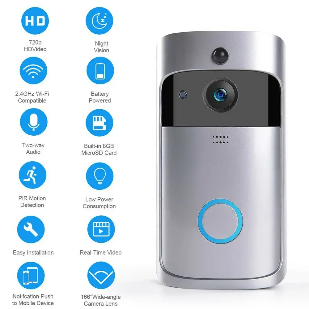720P HDスマートホーム対応、ワイヤレスWi-Fiドアベ - Home Security Bell のレビューと価格