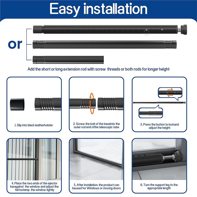 プレミアムスライドドアセキュリティバー、ゴム製チップ付き、1 - Home Security Door Reinforcement Lock のレビューと価格