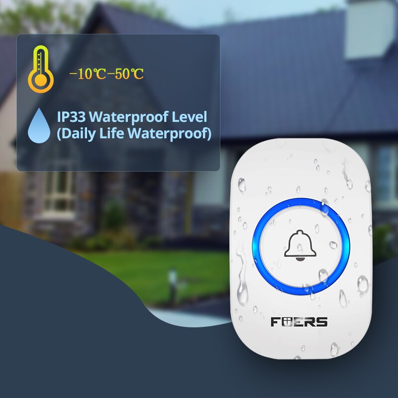フーズワイヤレスドアベル防水ウェルカムチャイムホームドアベル - Home Security Bell のレビューと価格