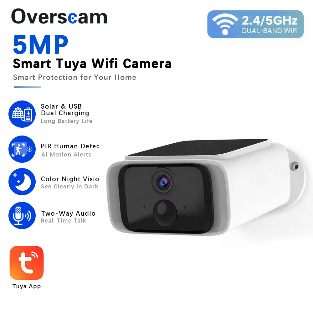 Tuya 5MP ソーラーセキュリティカメラワイヤレス屋外  - Home Security News のレビューと価格