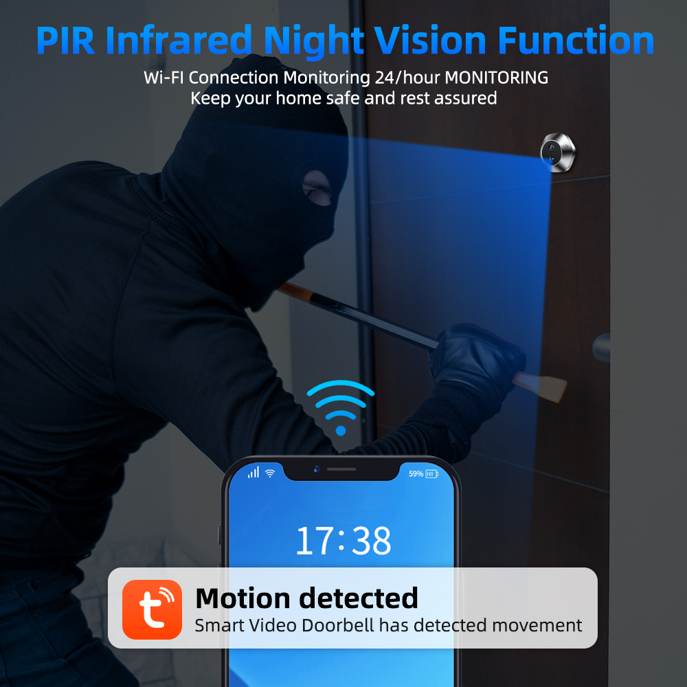Tuya-スマートのぞき穴ビデオカメラ,ホームセキュリティ, - Home Security News のレビューと価格
