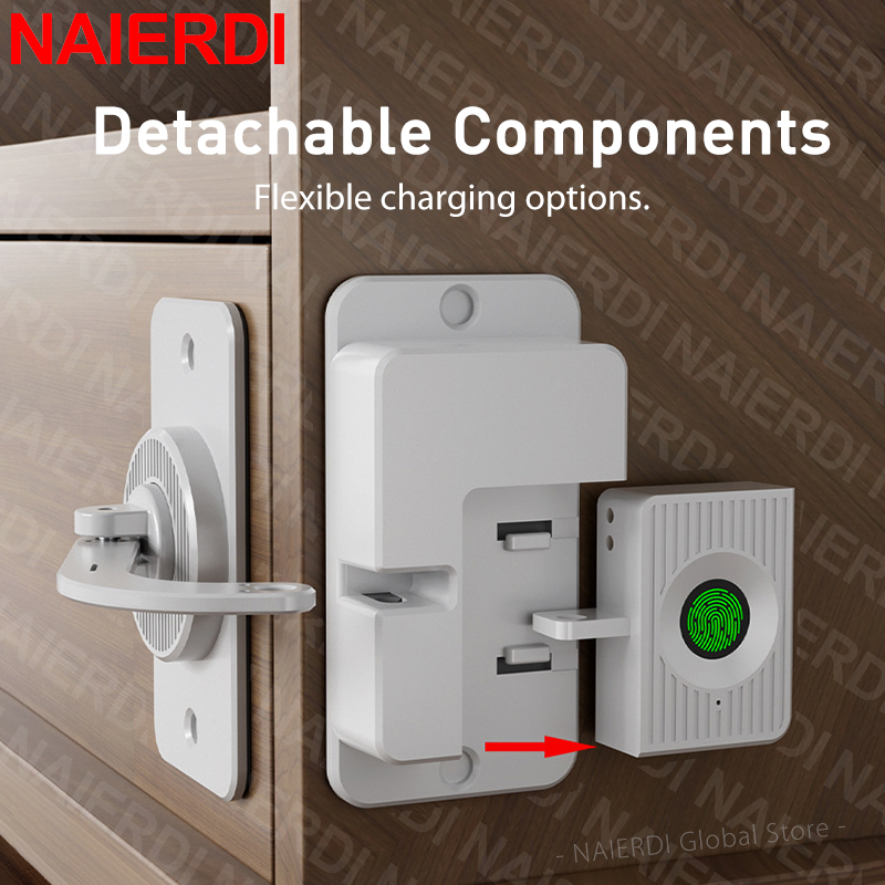 NAIERDI 指紋キャビネットロック 電子式 ドリル不要  - Home Security Door Reinforcement Lock のレビューと価格